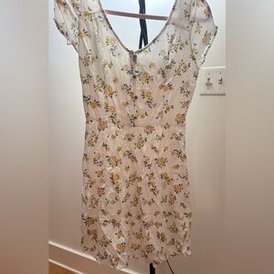 Hollister Floral Mini Dress in White and Yellow